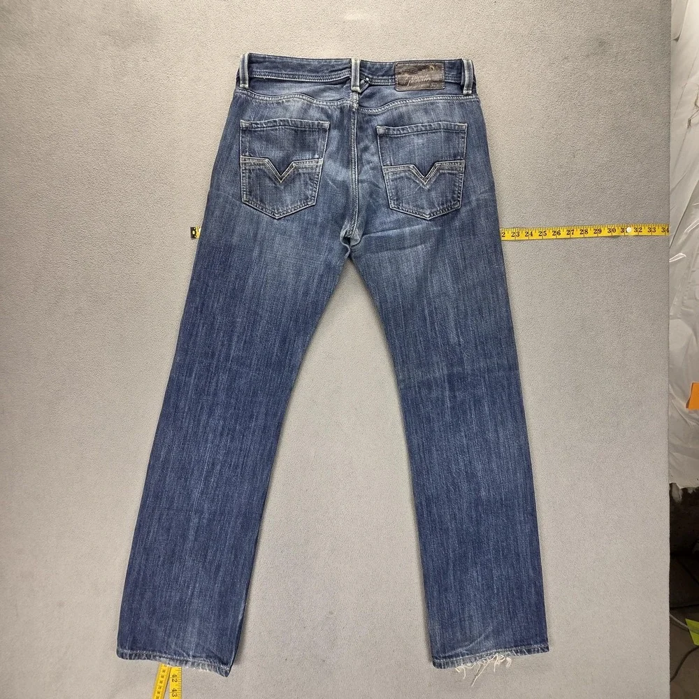Diesel Jeans Mens 30x32 Blue Larkee Regular Straight Med Wash Button Fly 0074G